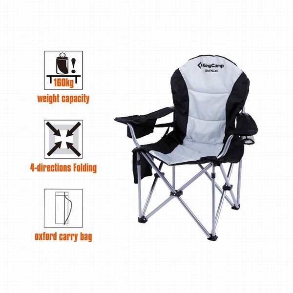 Крісло KingCamp Deluxe Hard Arms Chair(KC3888) BLACK/MID GREY 11520 фото