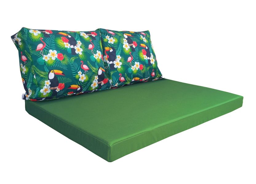 Комплект водоотталкивающих подушек для паллет-дивана eGarden TOUCAN GREEN 120x80x10/120x60x20 5205 фото
