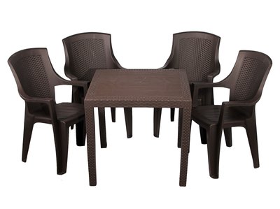 Набір садових меблів Progarden стіл KING та 4 крісла EDEN коричневий 2846 фото