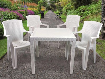 Набір садових меблів Progarden стіл KING та 4 крісла EDEN білий 3030 фото