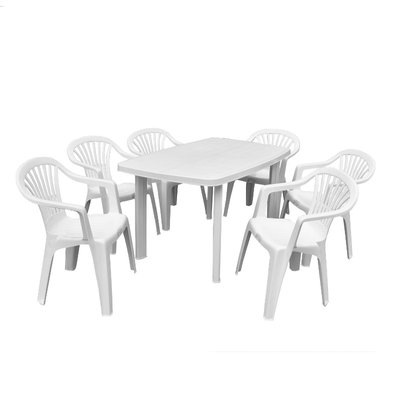 Набір садових меблів Progarden стіл FARO та 6 крісел білий 1631 фото
