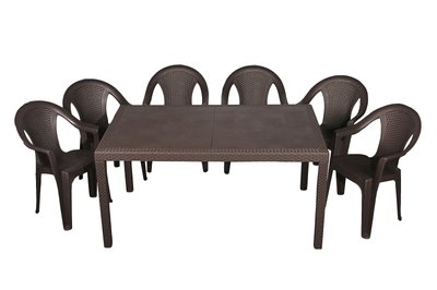 Набір садових меблів Progarden стіл PRINCE та 6 крісел ISCHIA коричневий 2853 фото
