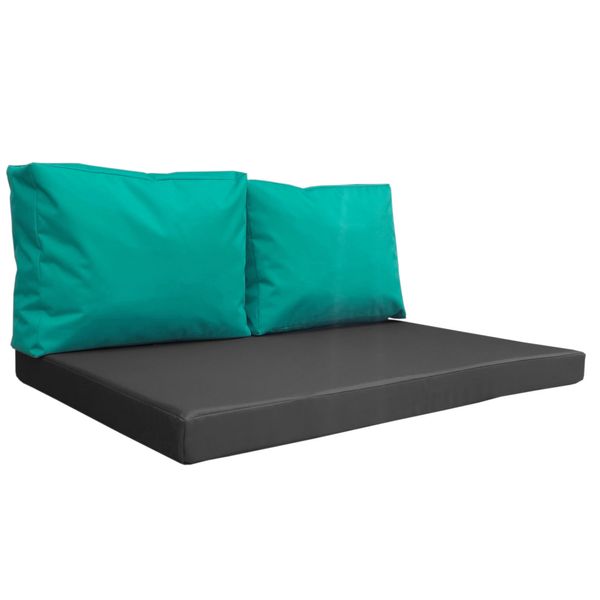Комплект водоотталкивающих подушек для паллет-дивана eGarden Rio 120x80x10 серый/бирюза 5177 фото