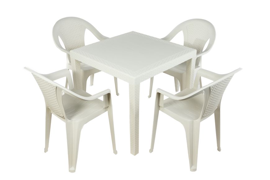 Набір садових меблів Progarden стіл KING та 4 крісла KORA білий 3540 фото