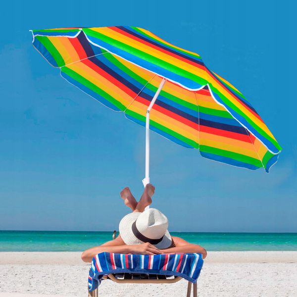Пляжна парасолька з регульованою висотою та нахилом Springos 180 см BU0009 2134 фото
