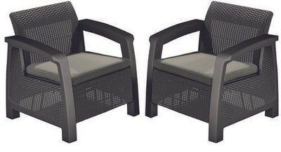 Комплект крісел пластикових Keter, 2 шт, Bahamas Duo set, коричневий - сіро-бежевий 897959362 фото