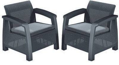 Комплект крісел для саду Keter, 2 шт, Bahamas Duo set, графіт - прохолодний сірий 897959364 фото