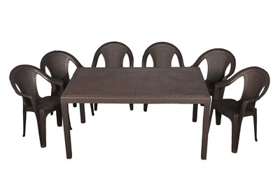Набір садових меблів Progarden стіл PRINCE та 6 крісел KORA коричневий 3512 фото