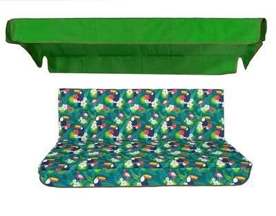 Комплект подушек для качелей водоотталкивающий eGarden TOUCAN GREEN 170x110x6 зеленый тент 120x200 5198 фото